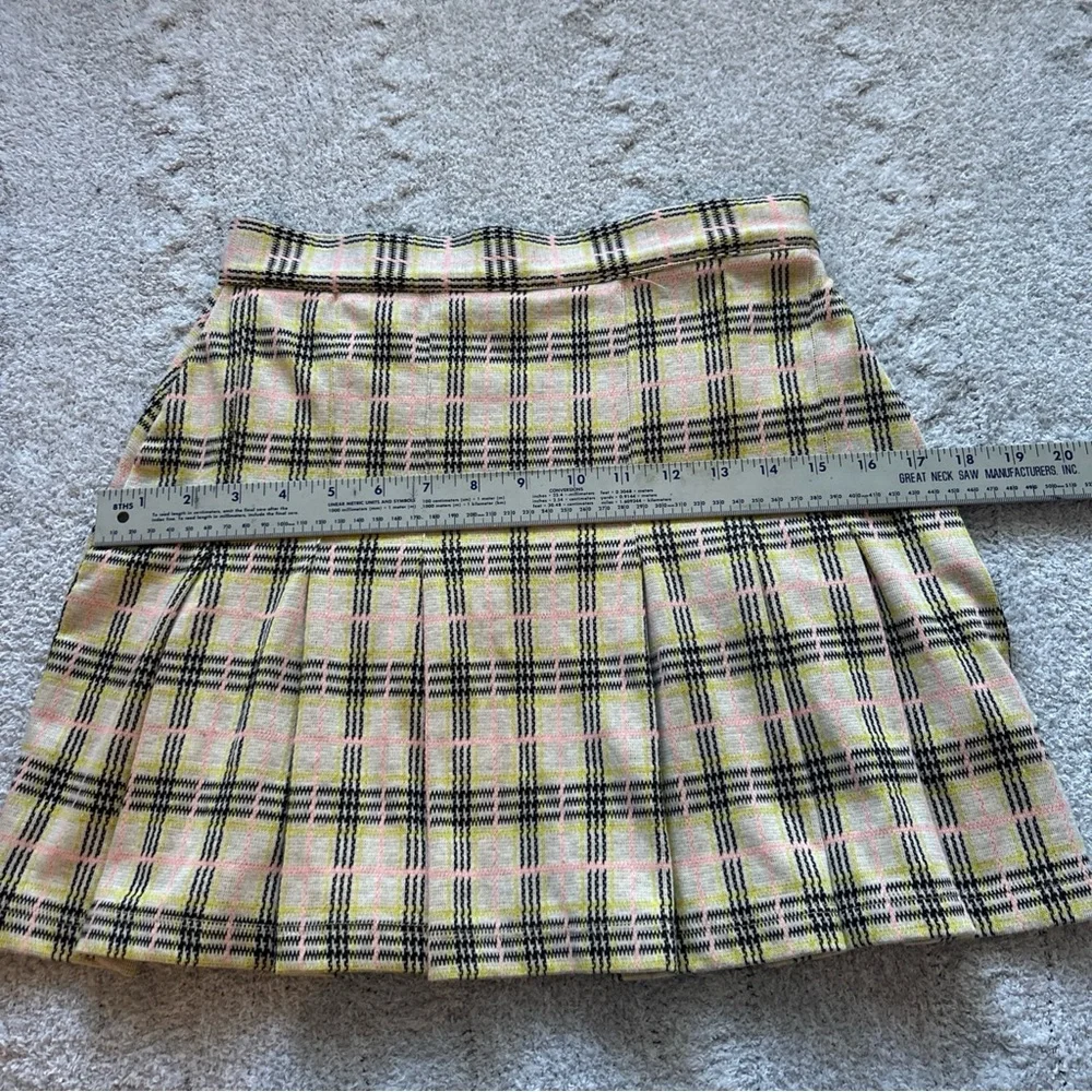 Free People Honey Pleated Skirt Retro Sunshine Combo Sz‎ 2 Preppy Light Academia